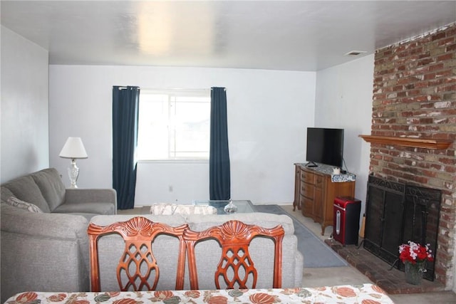 6400 Tournament Dr, Jurupa Valley, CA 92509 - living room featuring a brick fireplace