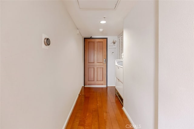 11124 Burbank Blvd Unit 101, North Hollywood, CA 91601 - hall with baseboards and hardwood / wood-style flooring