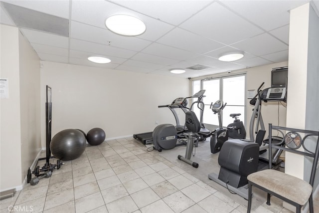 11124 Burbank Blvd Unit 101, North Hollywood, CA 91601 - workout area with a drop ceiling and baseboards