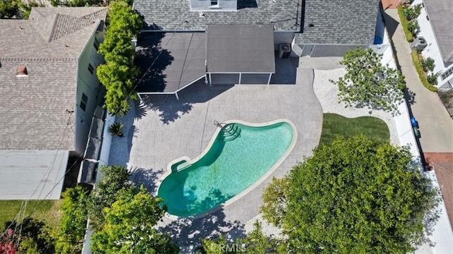 16842 Liggett St, Los Angeles, CA 91343 - aerial view of property and surrounding area with a pool area