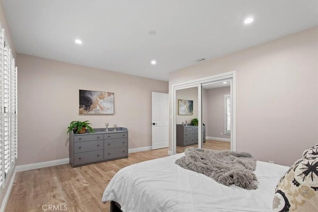 16842 Liggett St, Los Angeles, CA 91343 - bedroom featuring light wood-type flooring and recessed lighting