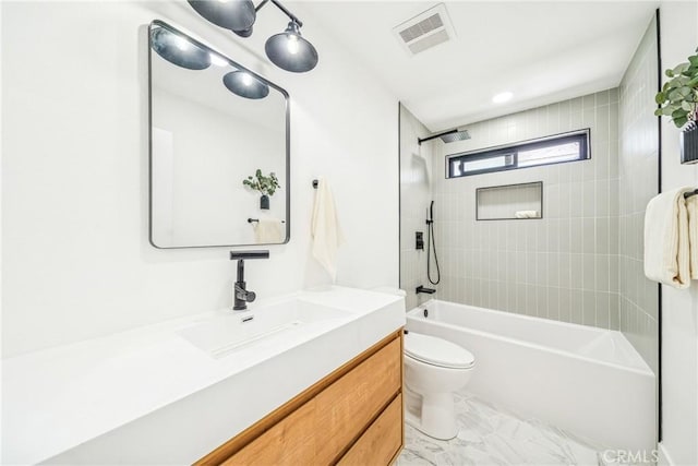 33871 Copper Lantern St, Dana Point, CA 92629 - full bath featuring vanity, washtub / shower combination, and marble look tiles