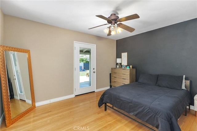 5055 Blanchard Dr, Riverside, CA 92504 - bedroom featuring light wood-style floors, access to outside, and a ceiling fan
