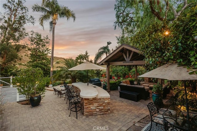 9911 Overhill Dr, North Tustin, CA 92705 - view of patio / terrace featuring a gazebo, an outdoor living space, and a grill