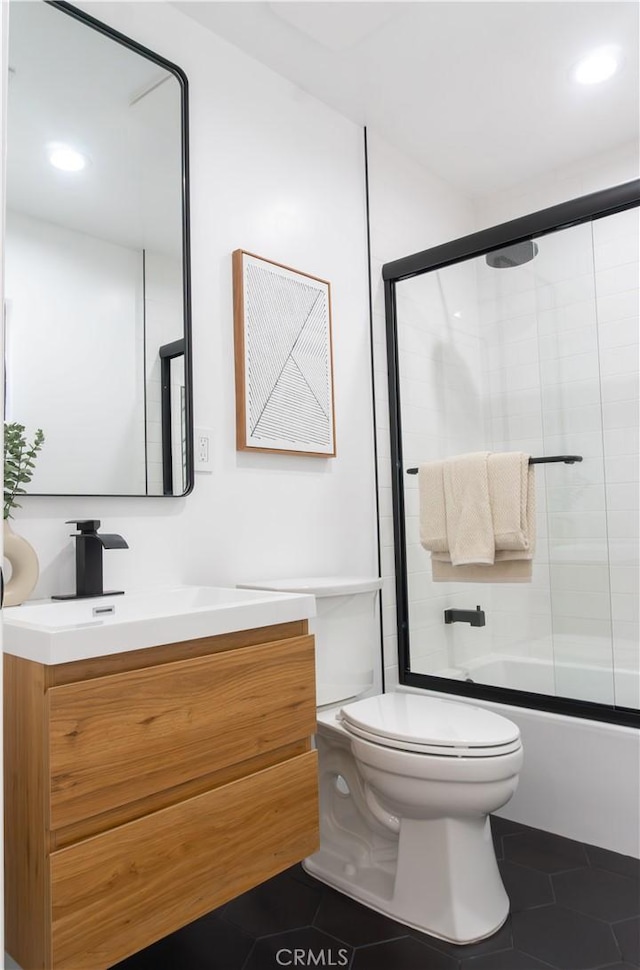 539 Avon Ave, Pasadena, CA 91105 - full bath featuring tile patterned floors, vanity, combined bath / shower with glass door, and recessed lighting