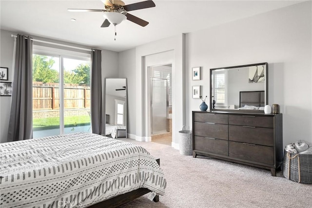 3109 Rae Creek Dr, Chico, CA 95973 - bedroom featuring carpet, multiple windows, ceiling fan, and access to exterior
