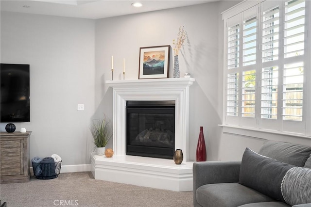 3109 Rae Creek Dr, Chico, CA 95973 - carpeted living area with recessed lighting and a glass covered fireplace