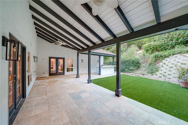 235 Verbena Ln, Brea, CA 92823 - view of patio featuring french doors and ceiling fan