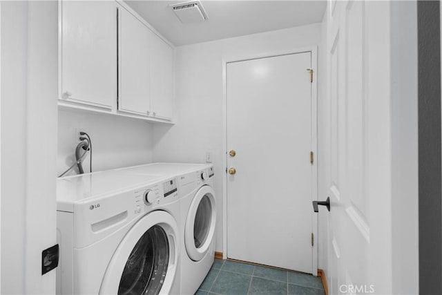 1317 Mill Creek Ct, Thousand Oaks, CA 91360 - washroom with cabinet space, separate washer and dryer, and dark tile patterned floors