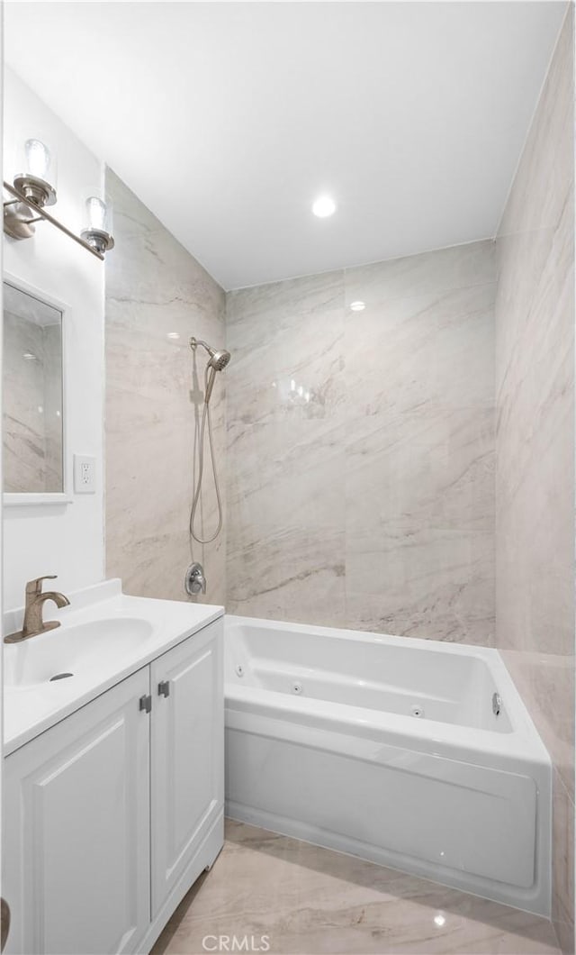 6846 Wystone Ave, Reseda, CA 91335 - full bathroom with vanity and a combined bath / shower with jetted tub