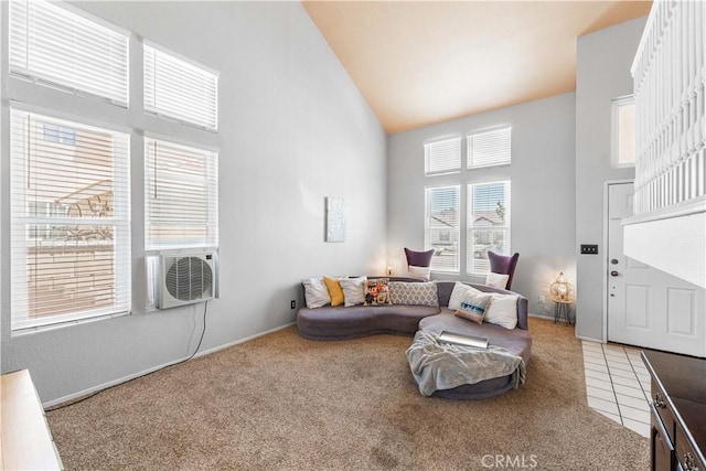 2659 Cold Creek Ave, Rosamond, CA 93560 - carpeted living room with high vaulted ceiling and baseboards