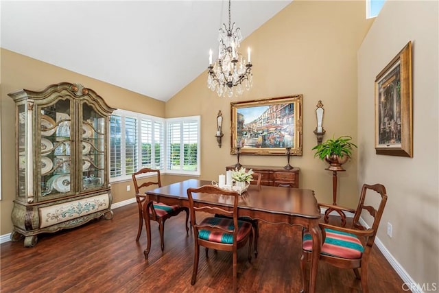 2151 Lyon Ave, Riverside, CA 92503 - dining space with wood finished floors, high vaulted ceiling, and a chandelier