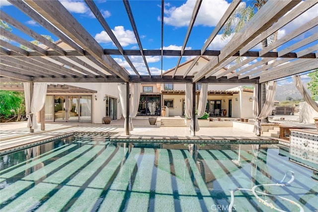 462 Pomello Dr, Claremont, CA 91711 - outdoor pool with a pergola, a patio area, and french doors