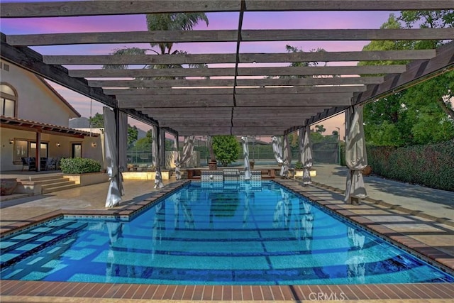 462 Pomello Dr, Claremont, CA 91711 - pool at dusk with a patio and a pergola