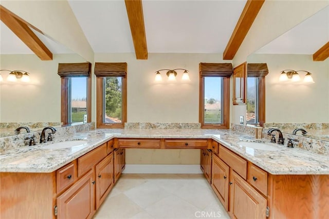 462 Pomello Dr, Claremont, CA 91711 - full bath with beam ceiling and double vanity