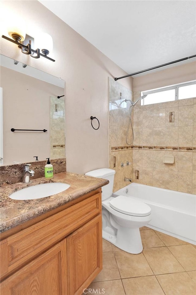 26969 Lakeview Dr, Helendale, CA 92342 - bathroom with tile patterned floors, shower / tub combination, and vanity