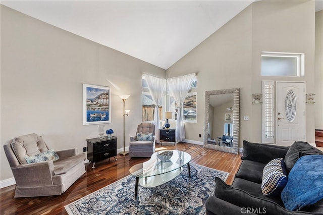40236 Holden Cir, Temecula, CA 92591 - living room with high vaulted ceiling and wood finished floors