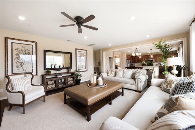 11829 Confluence Dr, Jurupa Valley, CA 91752 - living area with a ceiling fan, a chandelier, and recessed lighting