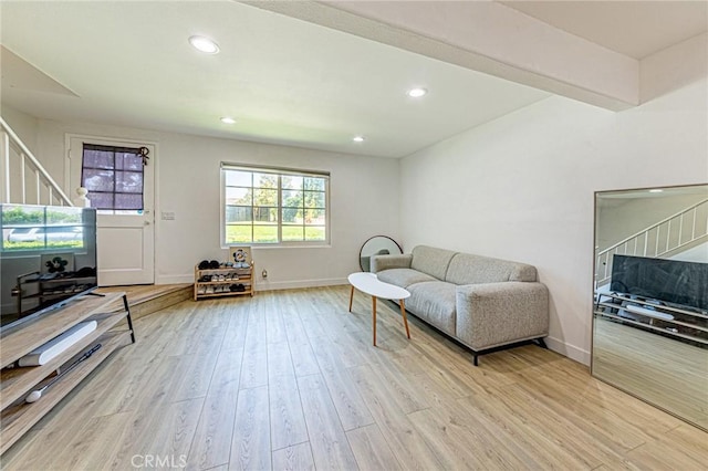 68 Timber Run Unit 45, Irvine, CA 92614 - living area with stairway, light wood-type flooring, and recessed lighting