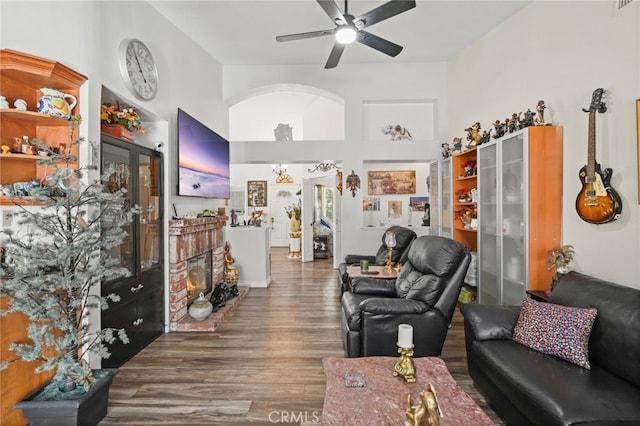 44505 Shadowcrest Dr, Lancaster, CA 93536 - living room featuring a ceiling fan and wood finished floors