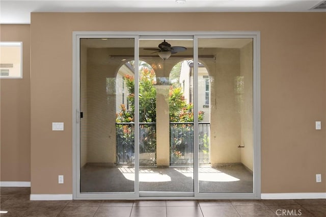 403 Sevilla Dr, Brea, CA 92823 - entryway with ceiling fan and tile patterned flooring