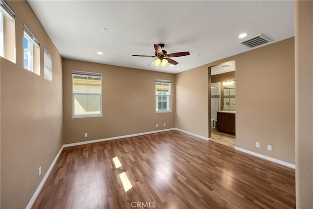 403 Sevilla Dr, Brea, CA 92823 - empty room with ceiling fan, light wood-style floors, and recessed lighting
