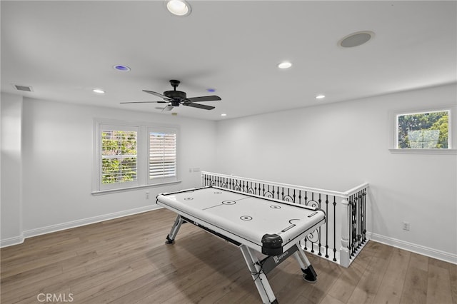 19 Dennis Ln, Ladera Ranch, CA 92694 - rec room with recessed lighting, wood finished floors, and a ceiling fan