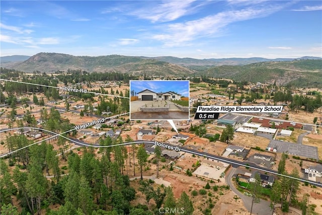 6638 Dolores Dr, Paradise, CA 95969 - aerial view of property's location with property parcel outlined and nearby suburban area