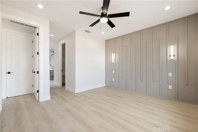 6638 Dolores Dr, Paradise, CA 95969 - unfurnished living room featuring ceiling fan, light wood-type flooring, and recessed lighting