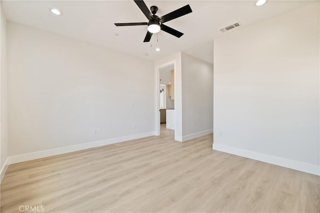 6638 Dolores Dr, Paradise, CA 95969 - spare room featuring recessed lighting, light wood-style floors, and ceiling fan