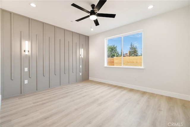 6638 Dolores Dr, Paradise, CA 95969 - unfurnished room with light wood-type flooring, ceiling fan, and recessed lighting