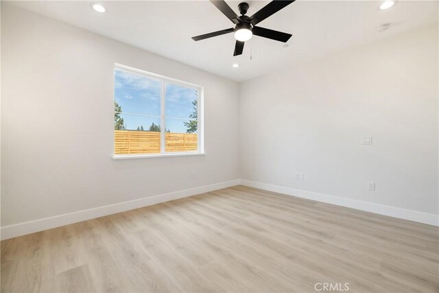 6638 Dolores Dr, Paradise, CA 95969 - empty room with recessed lighting, light wood finished floors, and ceiling fan