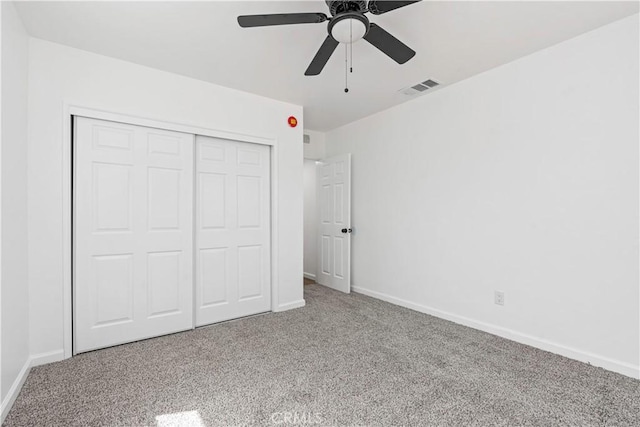 1920 Doolittle Ave, Bakersfield, CA 93304 - unfurnished bedroom with carpet floors, a closet, and a ceiling fan