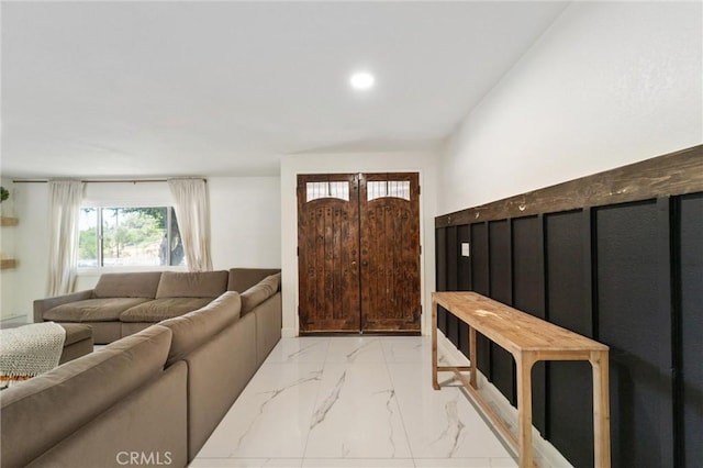 8873 Reche Canyon Rd, Colton, CA 92324 - foyer featuring marble finish floors and recessed lighting