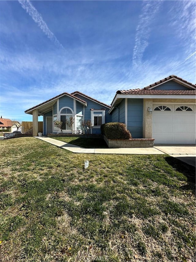 37510 Conifer Dr, Palmdale, CA 93550 - ranch-style house with a tile roof and an attached garage