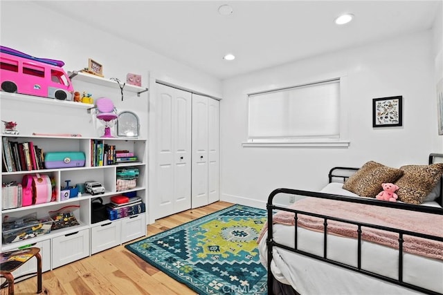 23906 Fernmead Ln, Harbor City, CA 90710 - bedroom with light wood-style flooring, a closet, and recessed lighting
