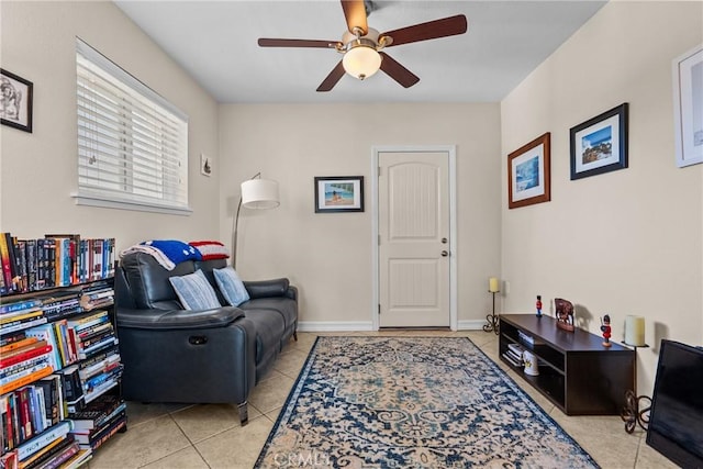 27124 Cabrera Ave, Saugus, CA 91350 - living area featuring tile patterned flooring and ceiling fan