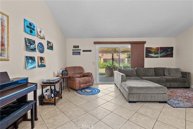 27124 Cabrera Ave, Saugus, CA 91350 - living room featuring lofted ceiling and light tile patterned floors
