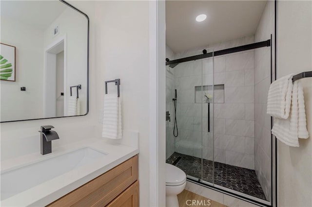 1615 Via Linda Unit 16, Fullerton, CA 92833 - full bath with vanity, a stall shower, and recessed lighting