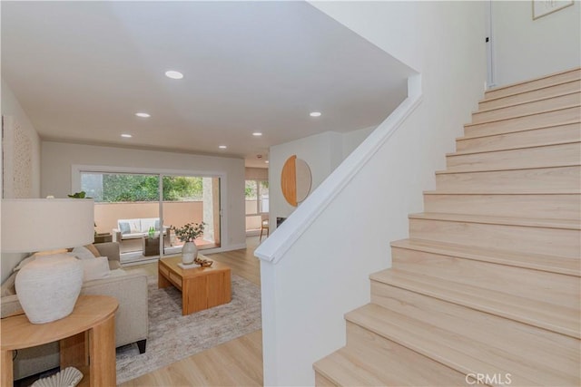 1615 Via Linda Unit 16, Fullerton, CA 92833 - stairway with wood finished floors and recessed lighting