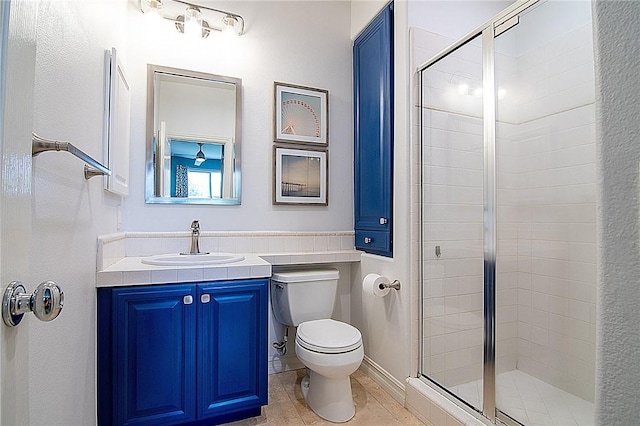 3417 Kildare Ct, Burbank, CA 91504 - bathroom featuring a stall shower, vanity, and tile patterned floors