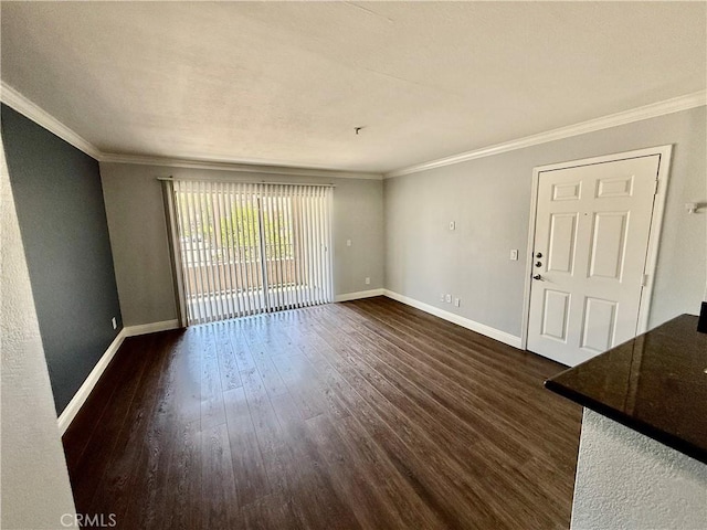 1025 La Terraza Cir Unit 204, Corona, CA 92879 - unfurnished living room with dark wood-type flooring and ornamental molding