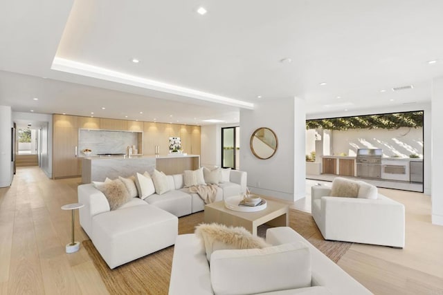 2082 Via Casa Alta, La Jolla, CA 92037 - living room with light wood-style floors and recessed lighting