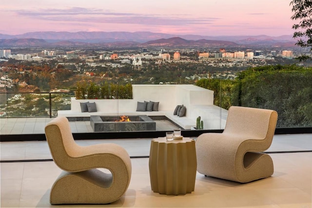 2082 Via Casa Alta, La Jolla, CA 92037 - view of patio / terrace featuring an outdoor fire pit and a mountain view