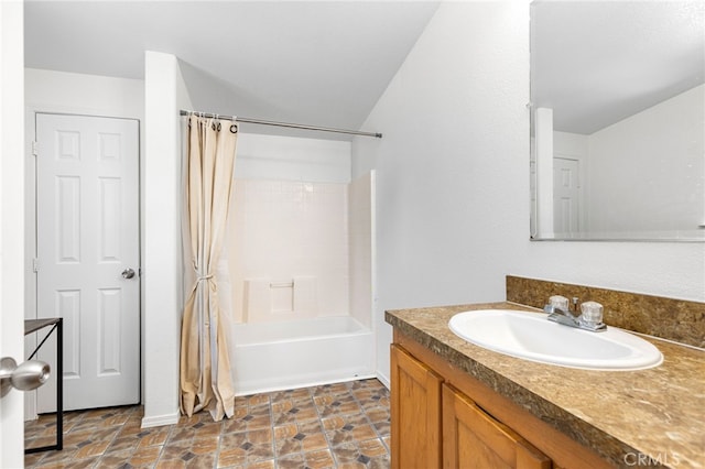 41605 De Portola Rd, Temecula, CA 92592 - full bath featuring vanity and shower / bathtub combination with curtain