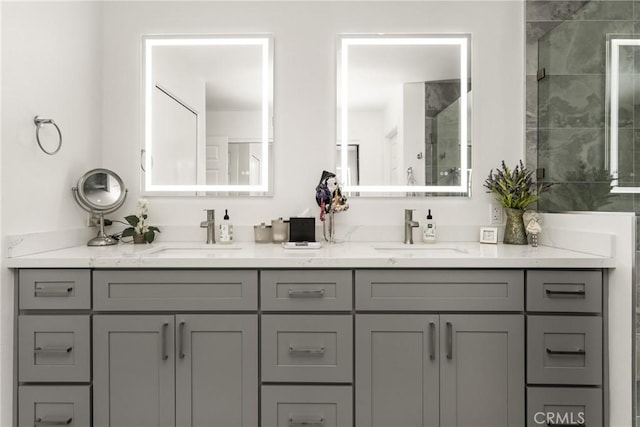 8009 E Eucalyptus Trl, Orange, CA 92869 - full bathroom with double vanity and a shower stall