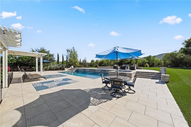 1708 Victoria Way, San Marcos, CA 92069 - swimming pool with a pergola, a patio, and a yard