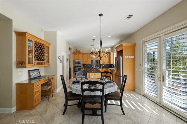 1708 Victoria Way, San Marcos, CA 92069 - dining room featuring a chandelier, light tile patterned floors, and recessed lighting