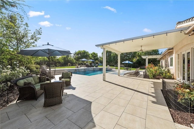 1708 Victoria Way, San Marcos, CA 92069 - view of patio / terrace featuring an outdoor pool, an outdoor living space, and french doors
