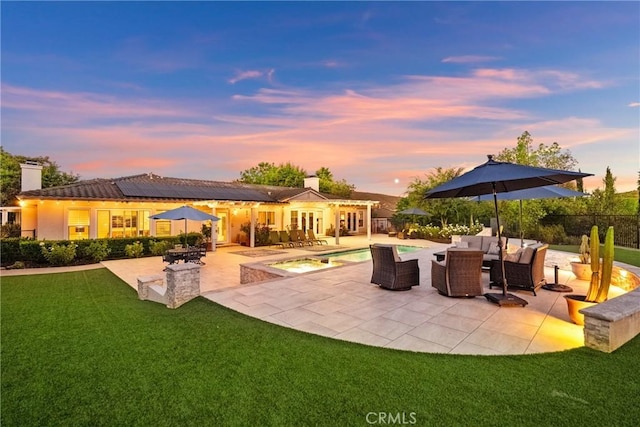 1708 Victoria Way, San Marcos, CA 92069 - view of patio / terrace featuring an in-ground hot tub and outdoor lounge area
